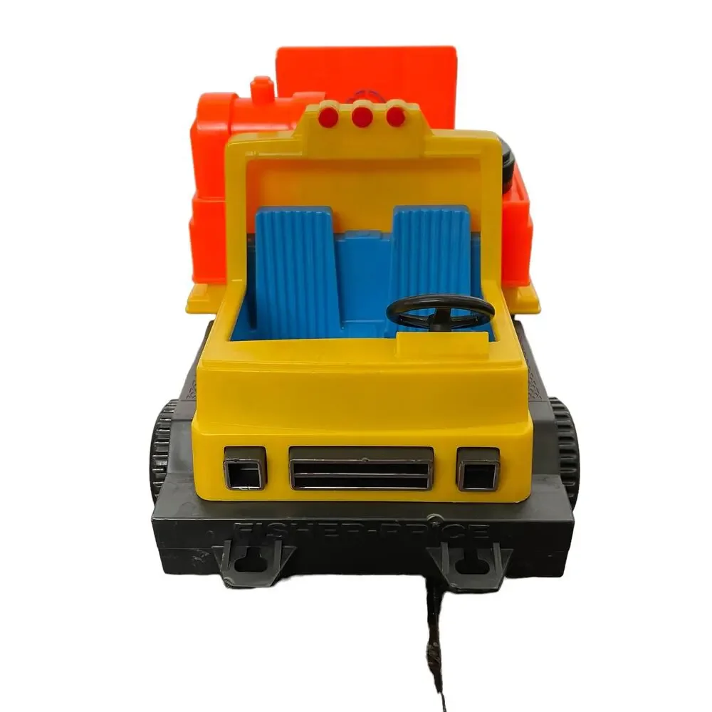 Vintage Fisher Price Husky Helpers Truck Yellow Tilting Flatbed 1979 No Car READ